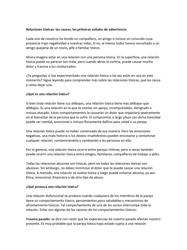 Señales de Relaciones Tóxicas | PDF | Las emociones | Comportamiento