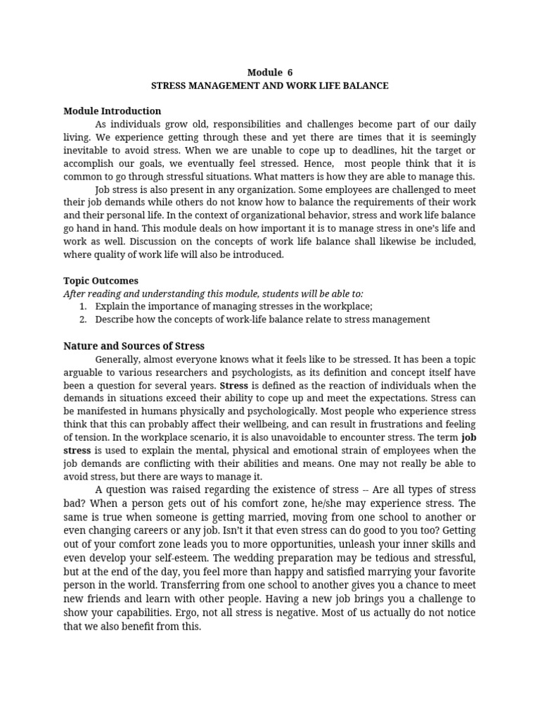 Stress Management & Work-Life Balance | PDF | Career & Growth