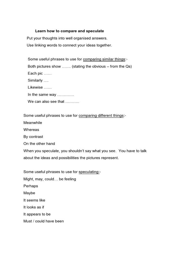 CAE Speaking - Useful Phrases | PDF