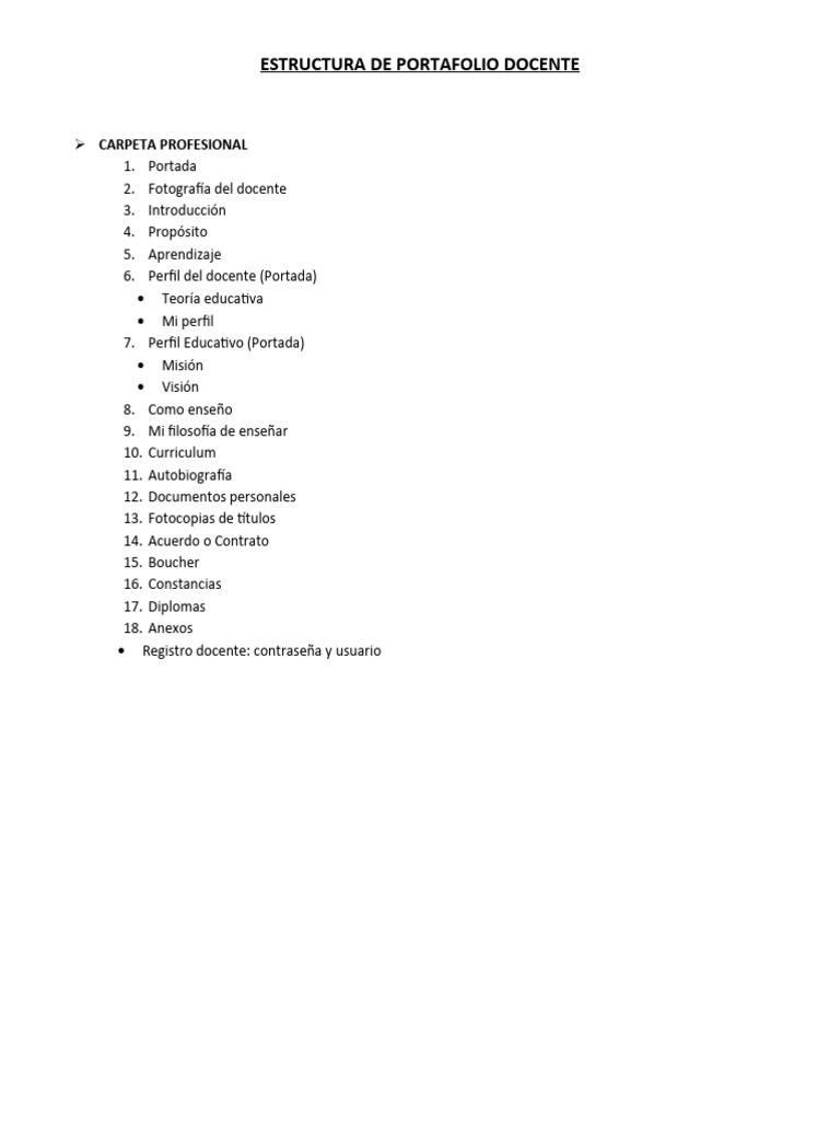 Estructura de Portafolio Docente | PDF