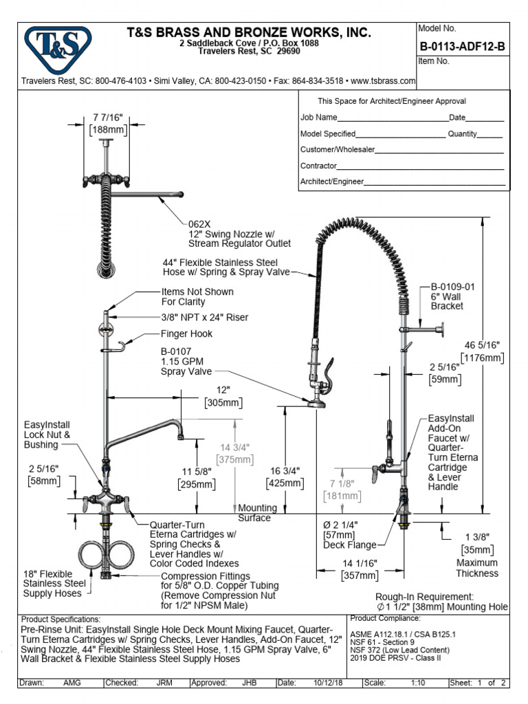 T&S Brass and Bronze Works, Inc. B0113ADF12B PDF Tap (Valve) Valve