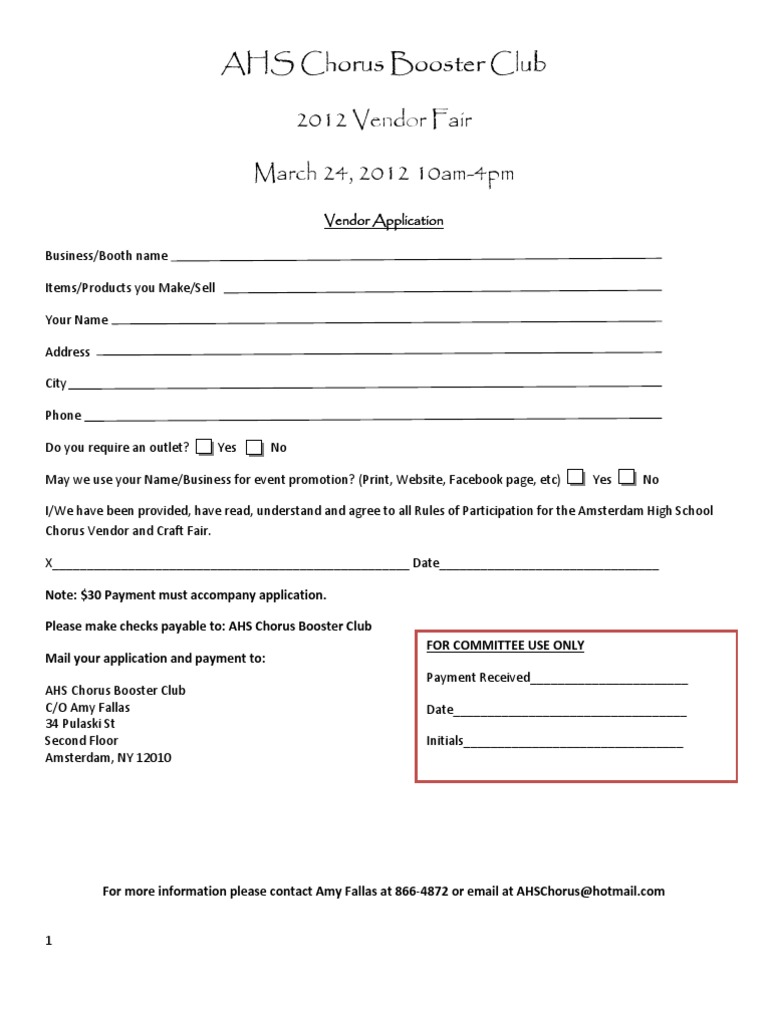 AHS Vendor Fair Application 2012 | PDF | Career & Growth