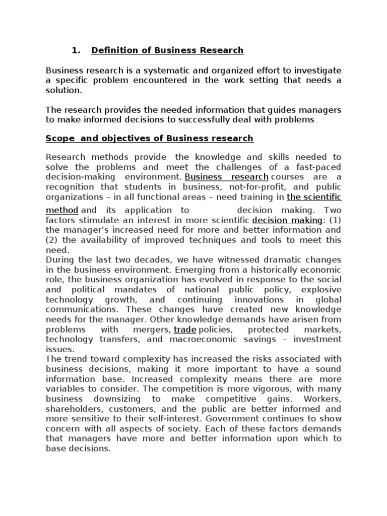importance of business research pdf