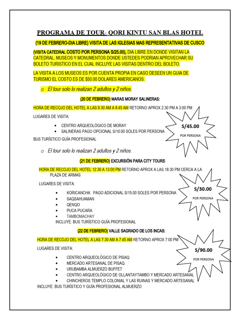 Programa de Tour | PDF