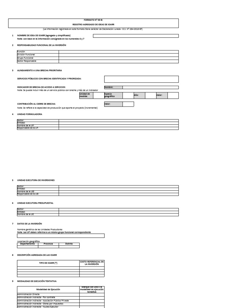 Formato 05-B: Registro IOARR Excel | PDF | Economias