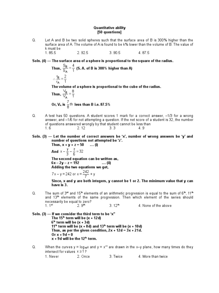 Quantitative Aptitude Questions Set Circle Area