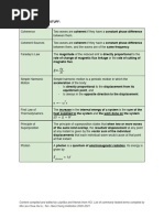 Physics Definitions and Formulae