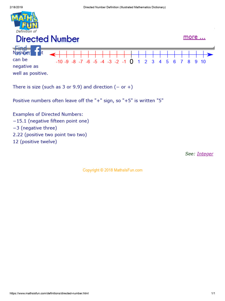 Directed Number Definition (Illustrated Mathematics Dictionary) PDF