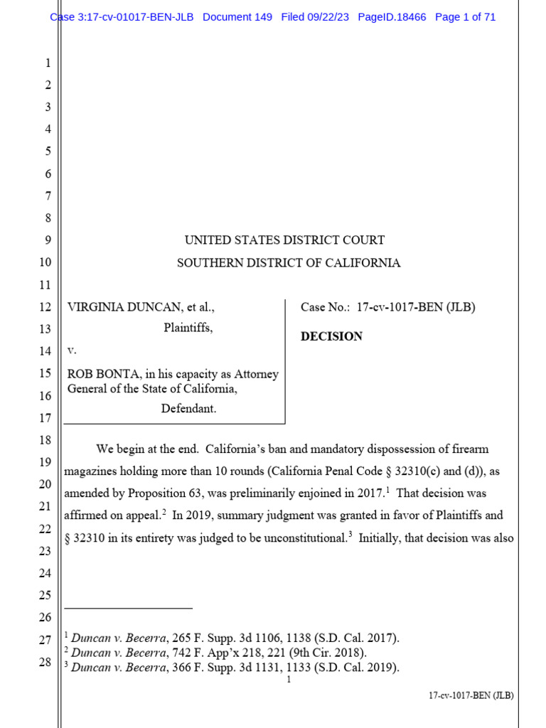 Duncan vs. Bonta | PDF | Second Amendment To The United States ...
