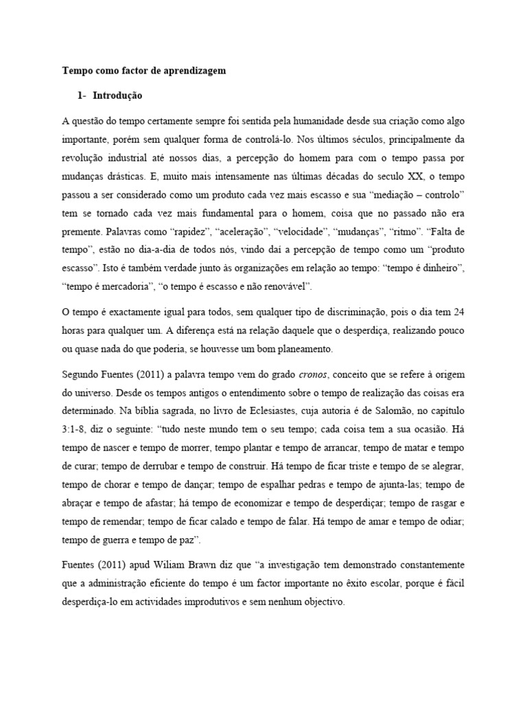 Tempo e Aprendizagem Eficiente | PDF | Tempo | Aprendizado