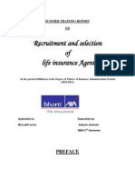 Summer Training Report On Recruitment of Advisors For Bharti Axa Life Insurance