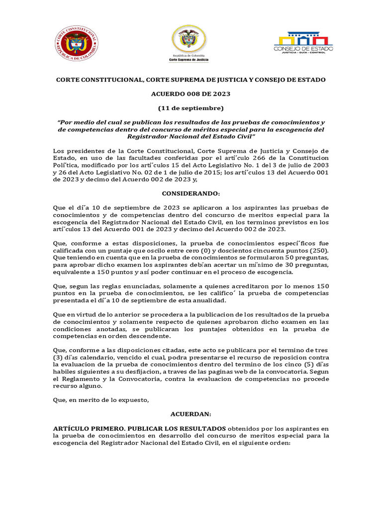 Acuerdo 008 de 2023 | PDF | Instituciones gubernamentales