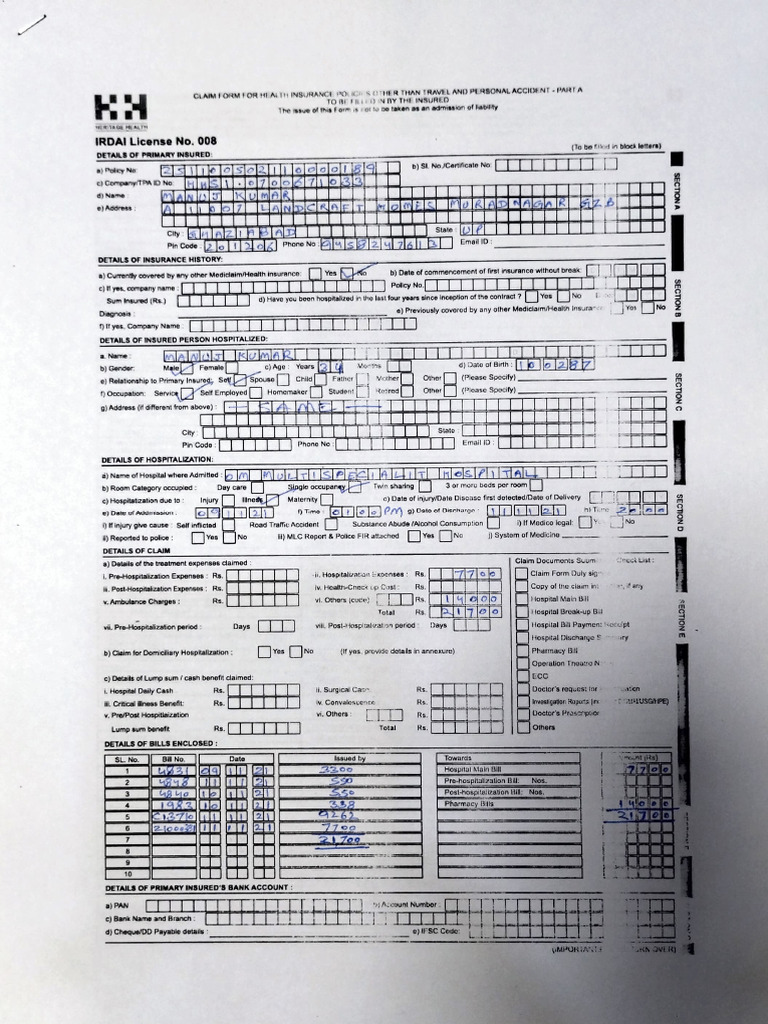 Health Insurance Claim Form Guide | PDF