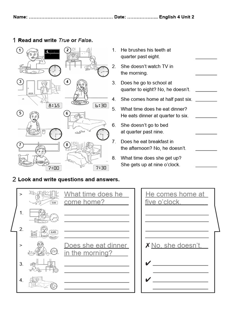 Test Unit 2 English 4º Grade Adapted All About Us PDF