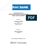 Internship Report (Collected) On The Human Resources Division of Brac Bank Limited