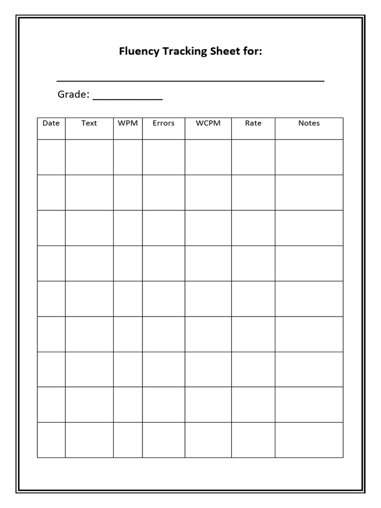 Fluency Tracking Sheet Template | PDF