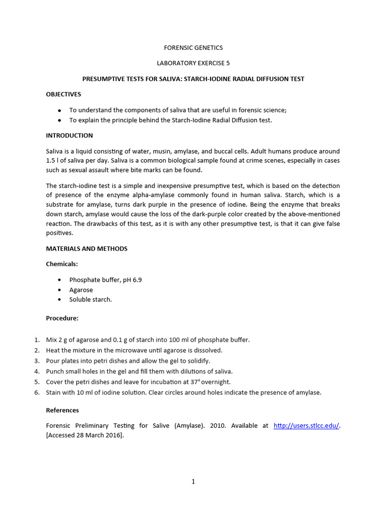 View of Starch-Iodine Test for Saliva Detection | PDF | Cooking, Food & Wine ...