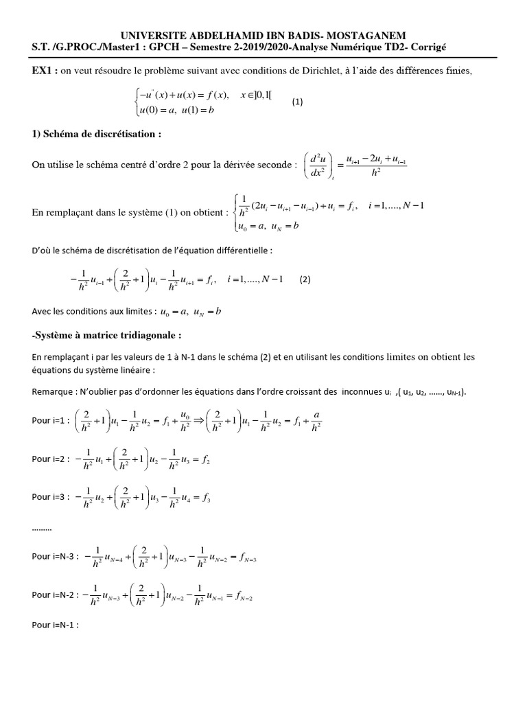 Corrigé d'Analyse Numérique TD2 | PDF | Équations | Analyse numérique