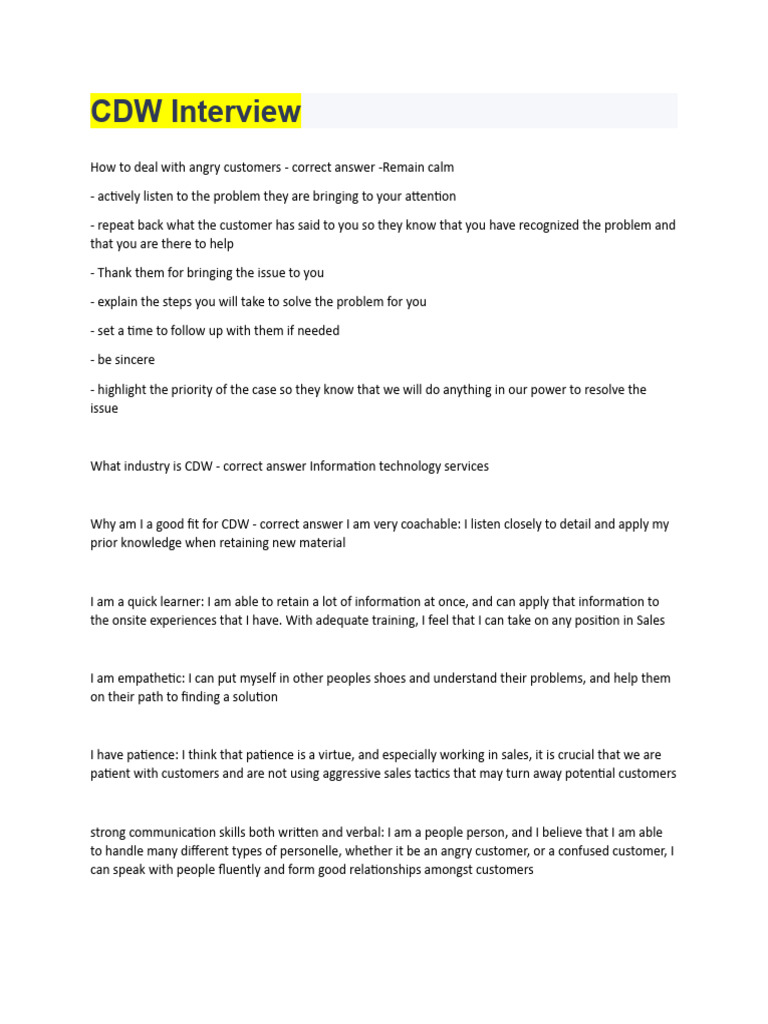 CDW Interview PDF