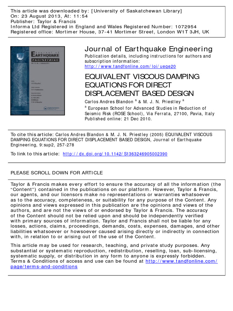 Viscous Damping in Displacement Design | PDF
