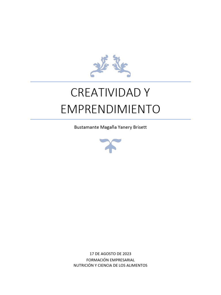 Creatividad y Emprendimiento | PDF | Iniciativa empresarial | Creatividad