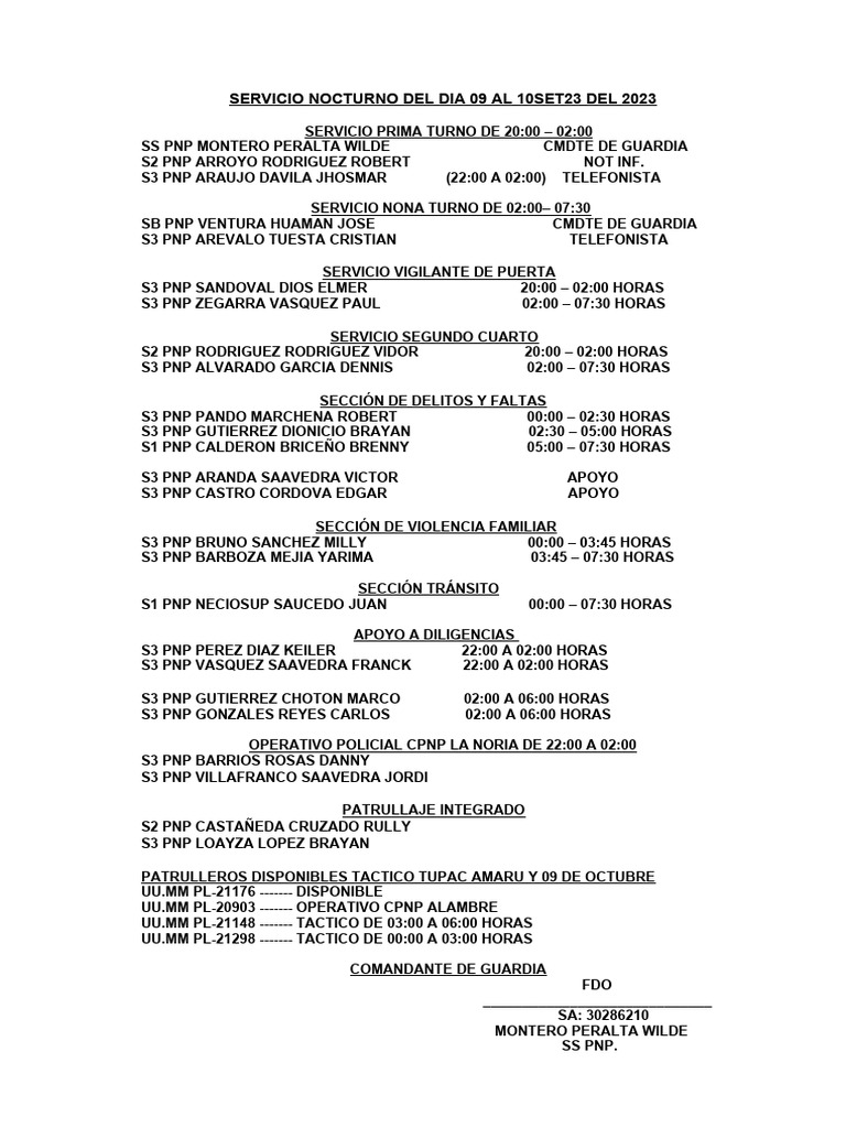 ROLDE SERVICIO NOCTURNO Ss Montero PDF
