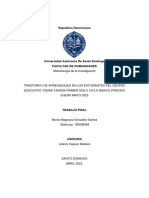 TRASTORNO DE APRENDIZAJES EN LOS ESTUDIANTES DEL CENTRO EDUCATIVO TOMAS TAVERA PRIMER SIGLO CICLO BÁSICO PERIODO ENERO MAYO 2023 final