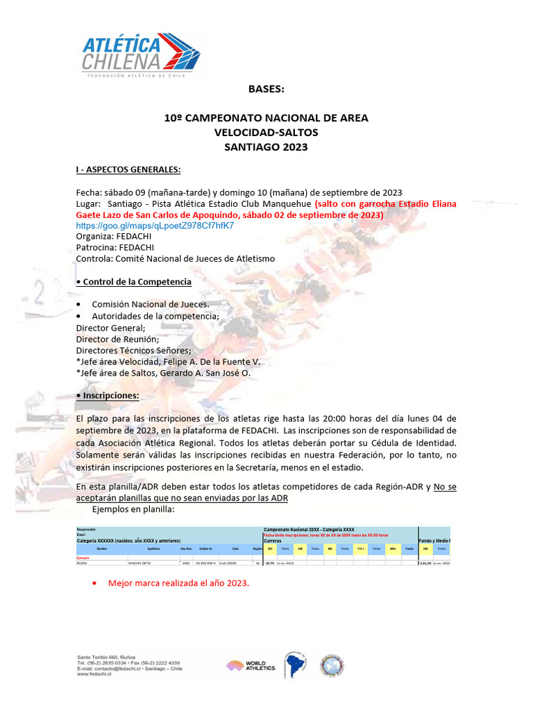 Bases Velocidad y Saltos | PDF | Deporte del atletismo | Deportes
