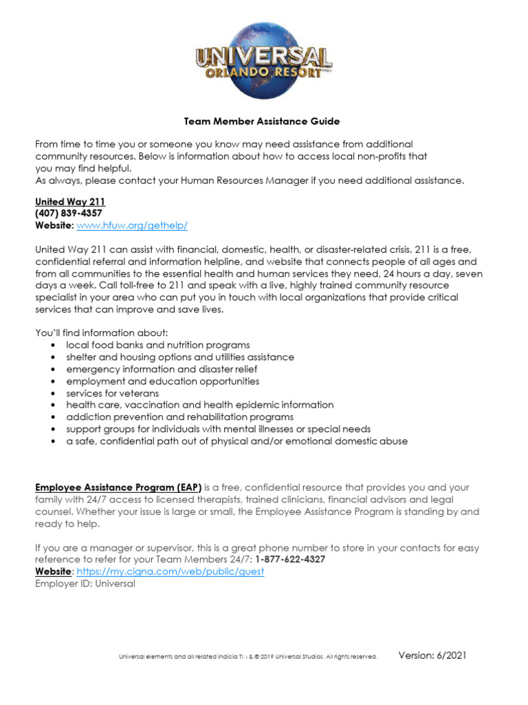 Team Member Assistance Resources Guide | PDF