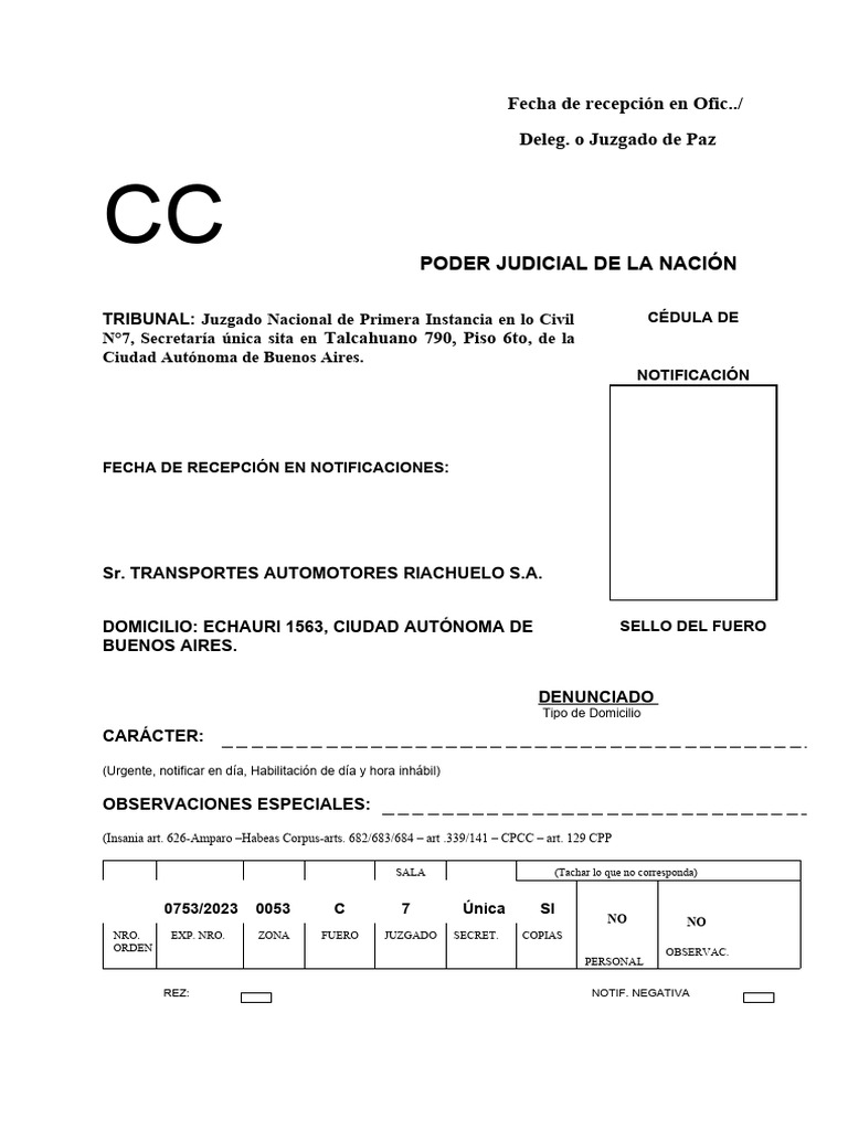 Cedula de Notificacion . - Parte Actora 1 | PDF | Ley Pública ...