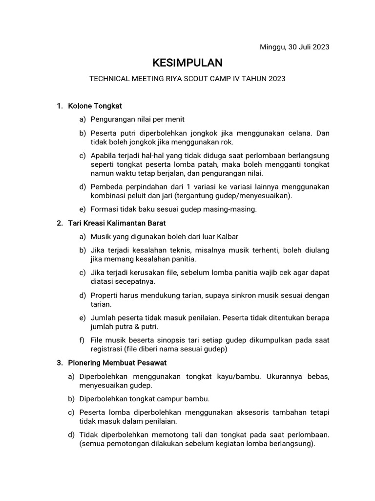 Pionering Pesawat di Riya Scout Camp IV | PDF