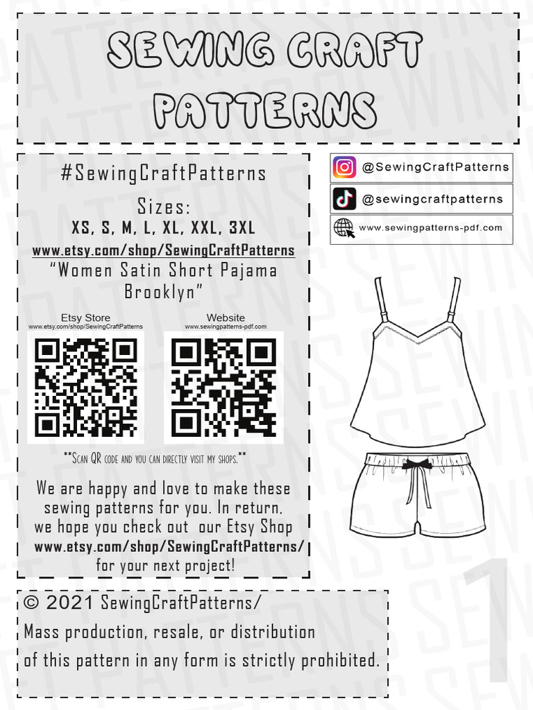 Free Satin Pajama Sewing Pattern | PDF