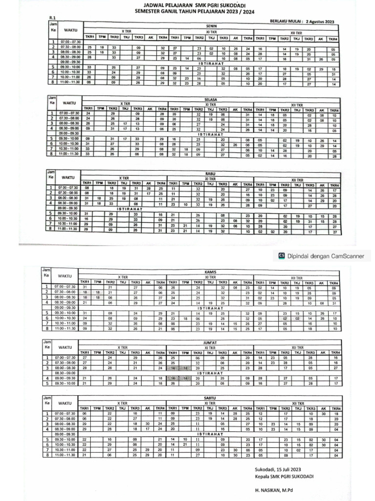 Jadwal Pelajaran Terbaru 2023 2024 | PDF