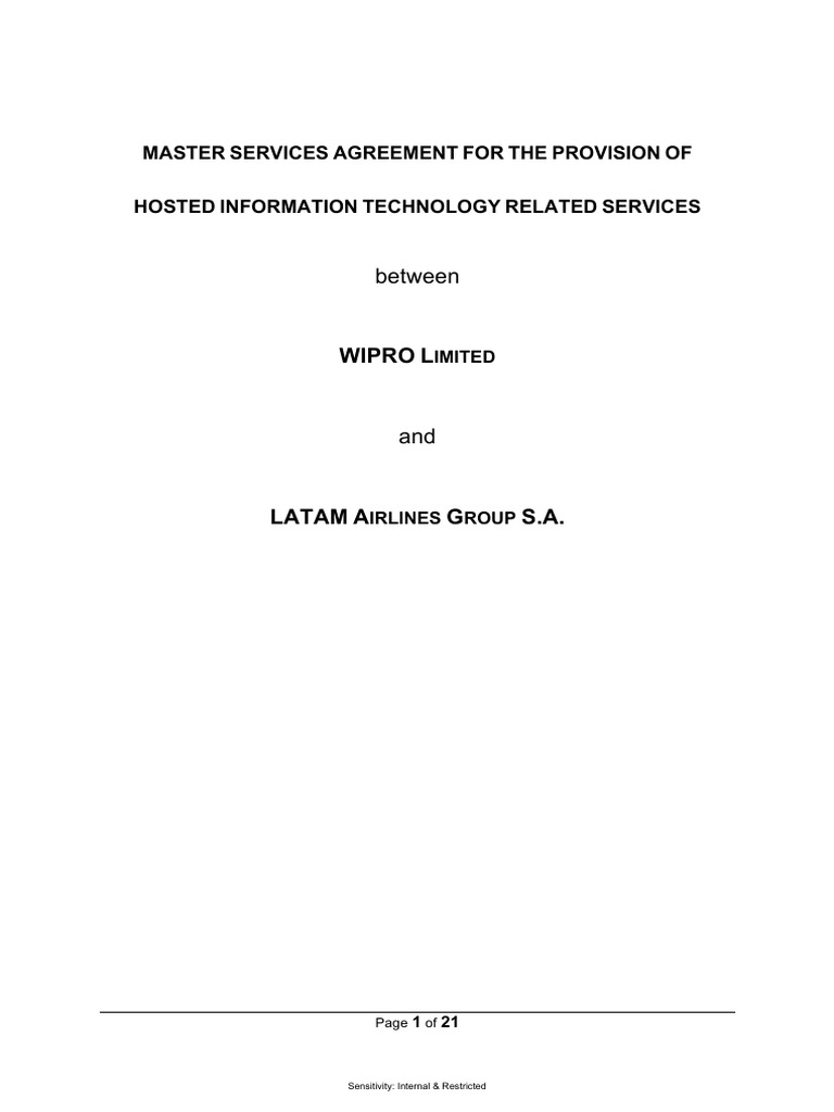 Wipro Msa Ii Host FinalExe PDF Indemnity Business Law