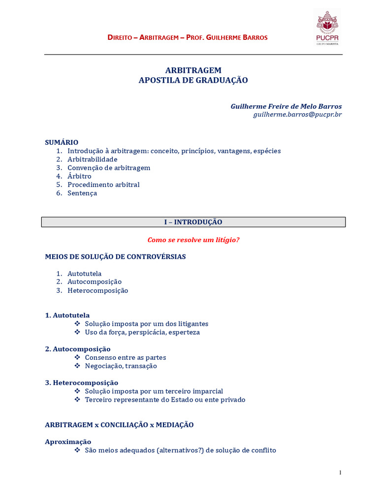 Fundamentos da Arbitragem no Direito | PDF | Direito