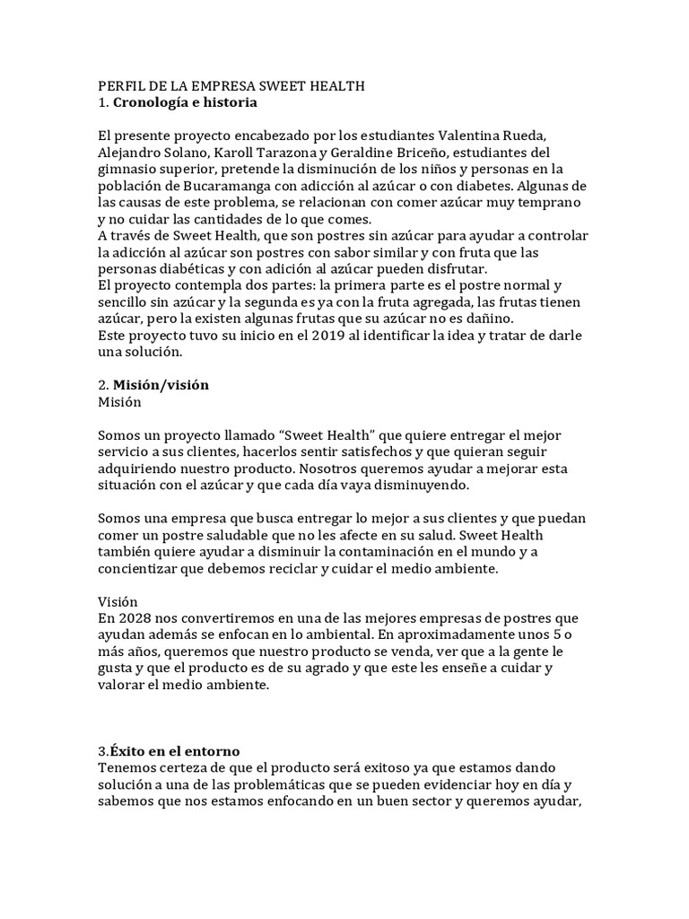 Perfil de La Empresa | PDF | Business | Postres