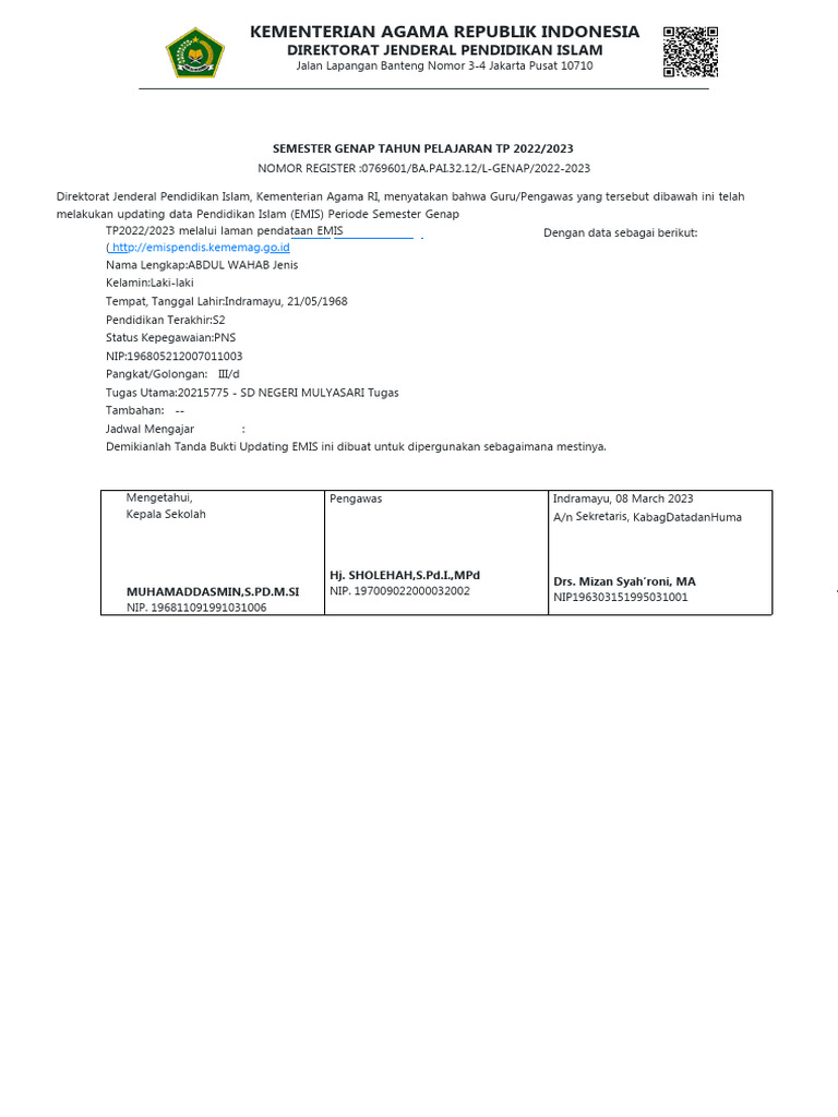 Tanda Bukti Updating Emis Pdf