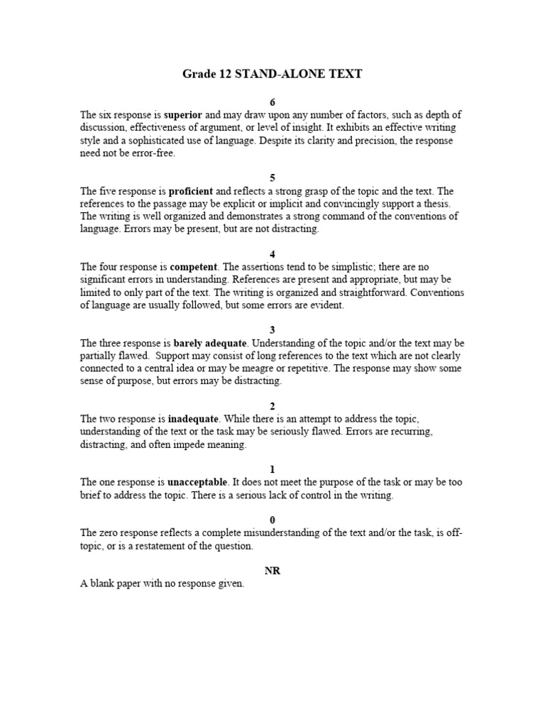 English First Peoples 12 StandAlone Text RUBRIC PDF
