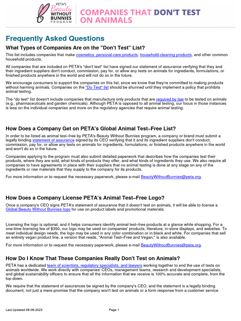 CompaniesDontTest On Animals PDF