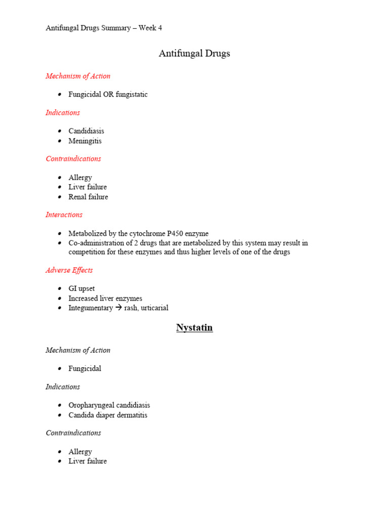 Antifungal Drugs Summary PDF