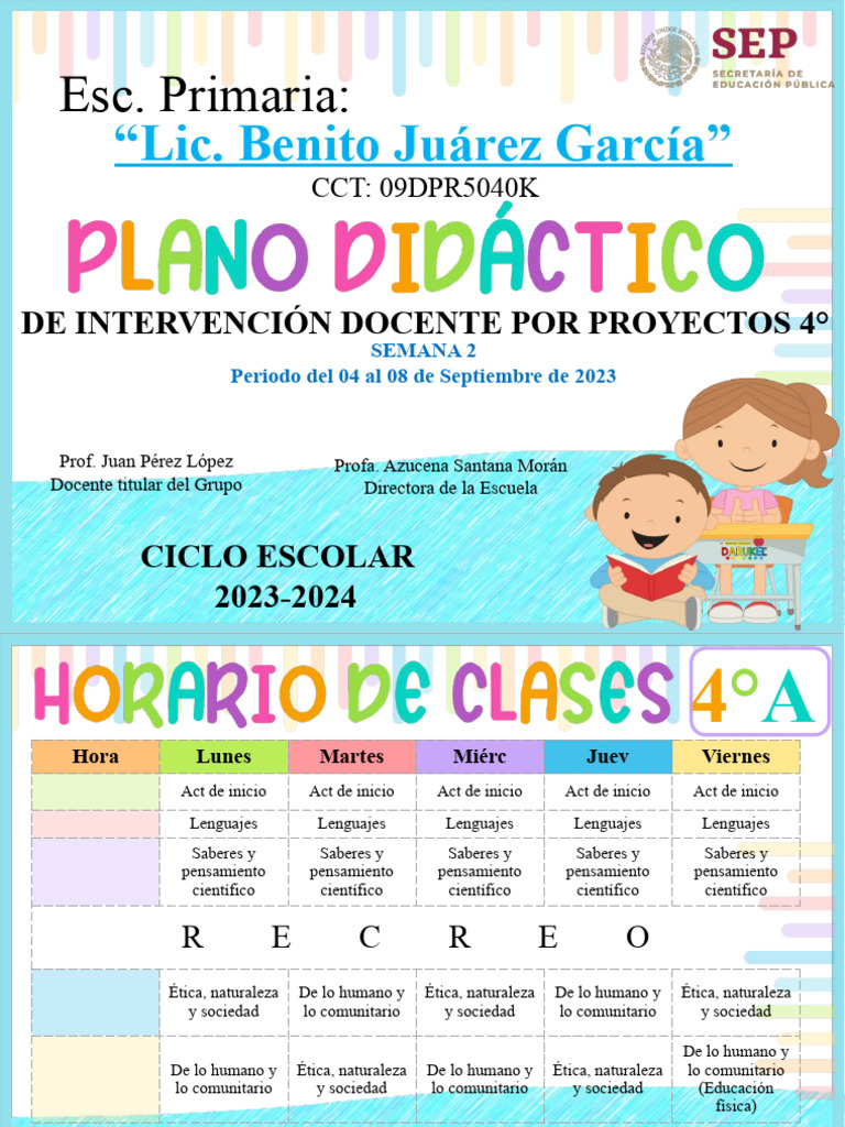 Plan de Clases 4° Grado: Septiembre 2023 | PDF | Alimentos | Evaluación