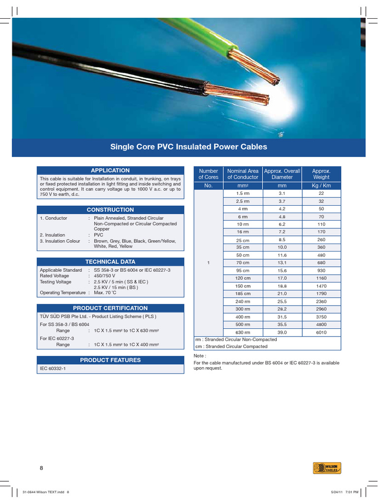 Wilson Cables FR. PDF Wire Electrical Conductor
