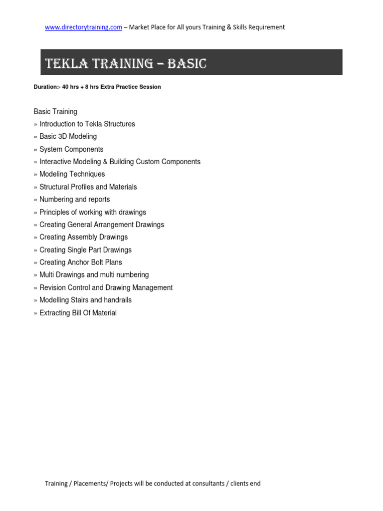 Tekla Structures Basic Training Course | PDF