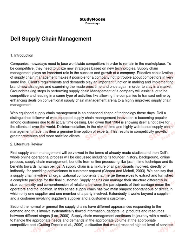 Dell Supply Chain Management PDF