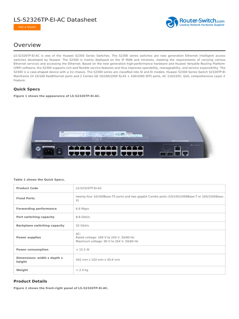 CA Switch - Ls-S2326tp-Ei-Ac-Datasheet | PDF | Electrical Engineering ...