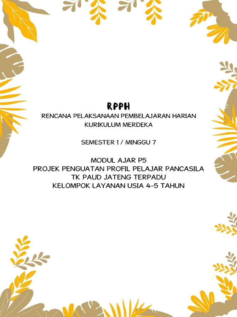 RPPH Kurikulum Merdeka PAUD Gratis | PDF