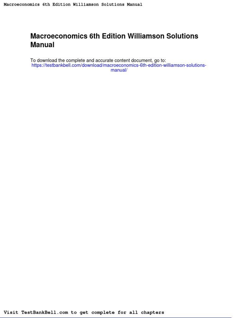 Macroeconomics 6th Edition Williamson Solutions Manual PDF