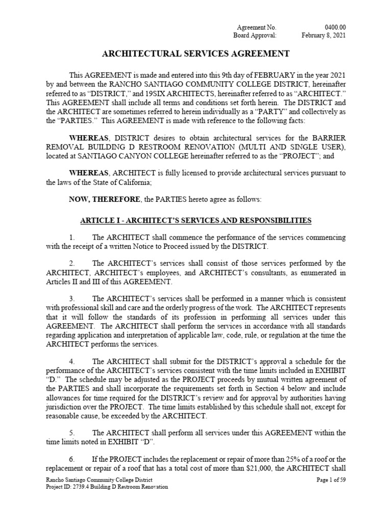 Building D Restroom Renovation Agreement | PDF | Architect ...