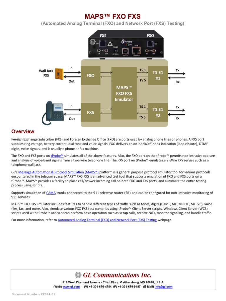 Analog FXS FXO Testing Using Tprobe MAPS Brochure | PDF