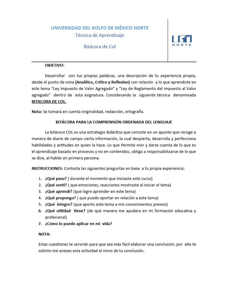 Bitácora de Col: Reflexiones sobre IVA | PDF